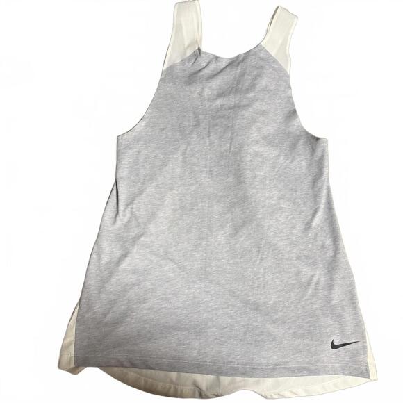 Nike Tops - NIKE Dryfit Loose fit White/Grey racer back light weight training top. SZ XS